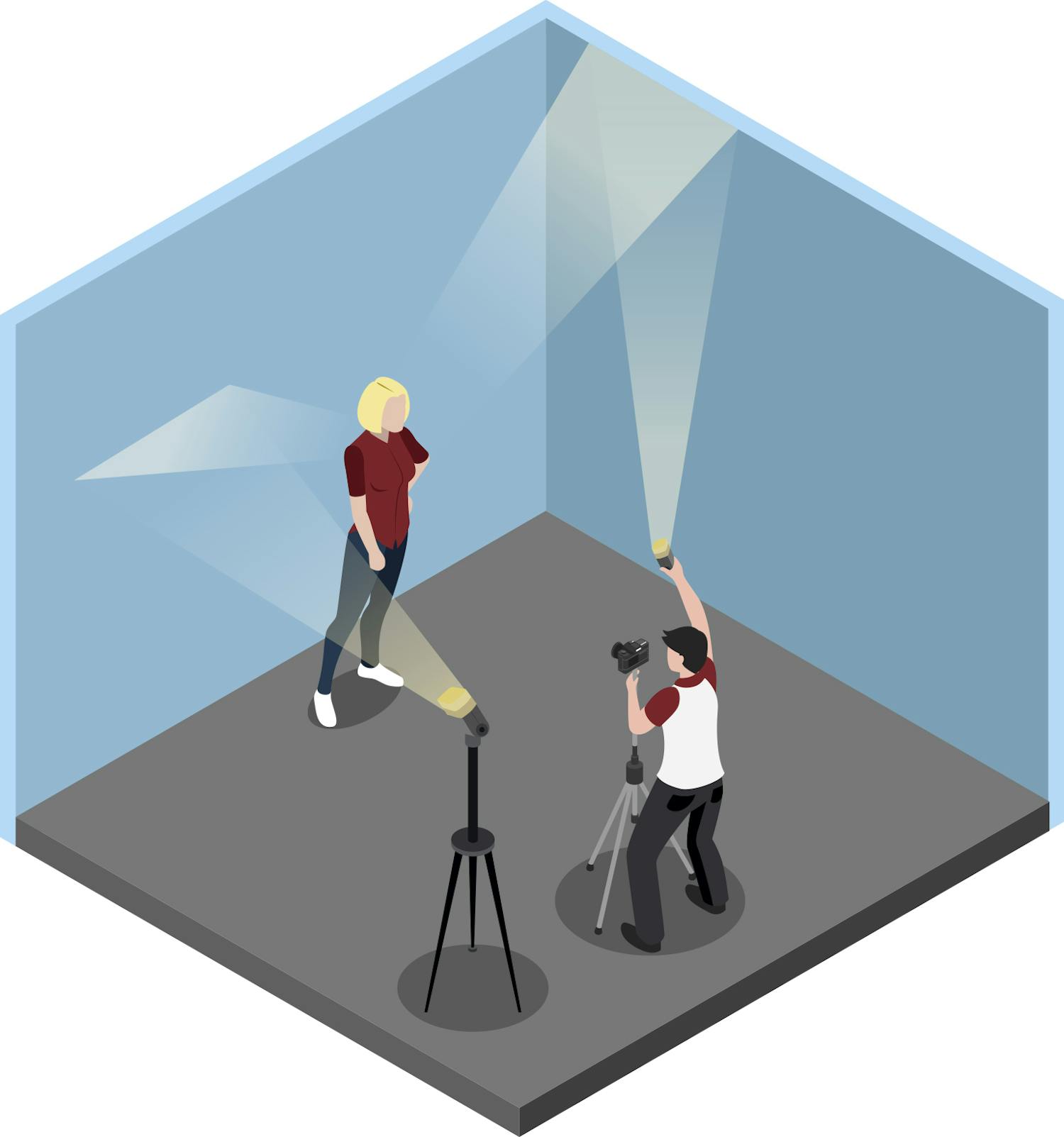 billede til web Fotograf fotograferar modell med extern blixt